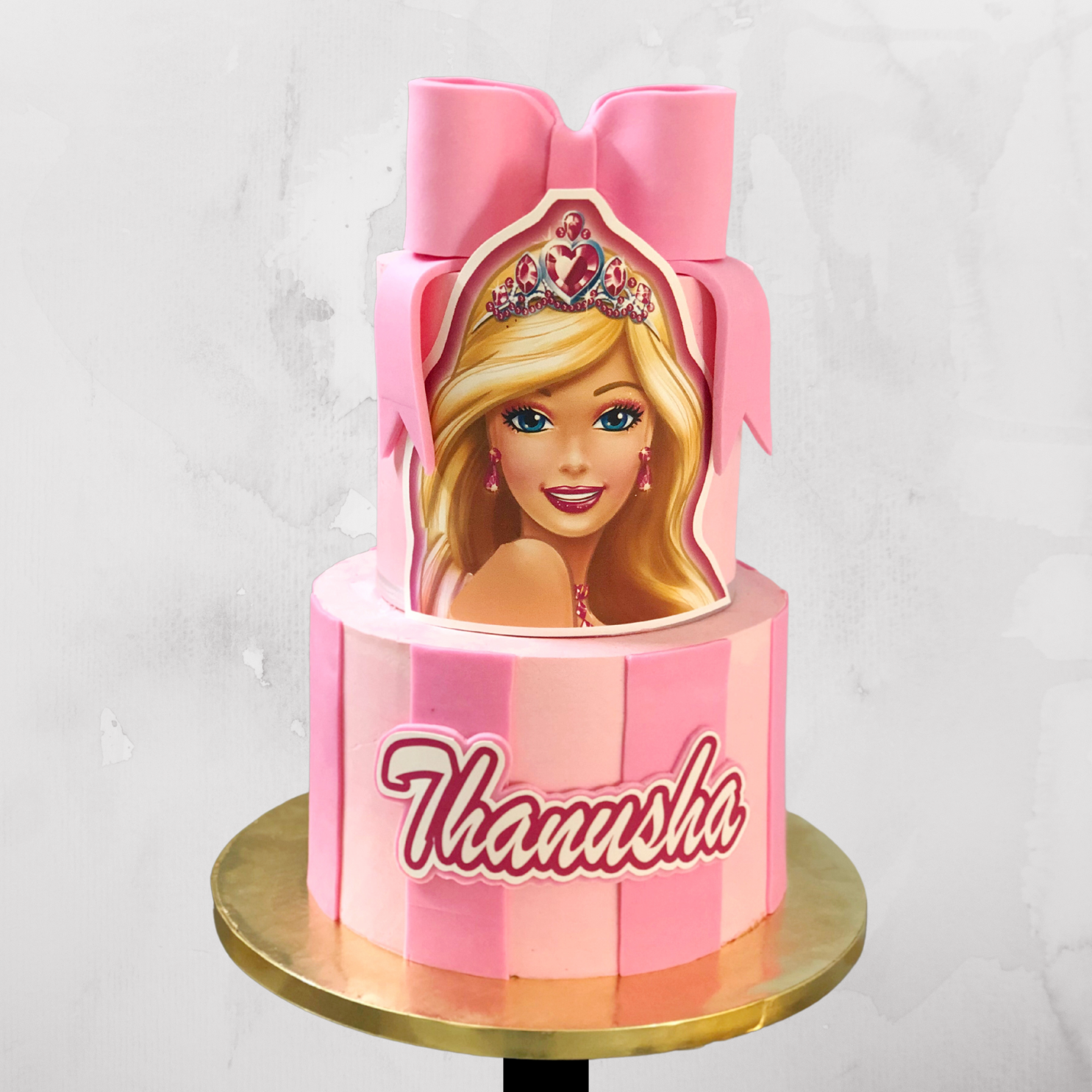 Pink Bow Barbie Tower Cake